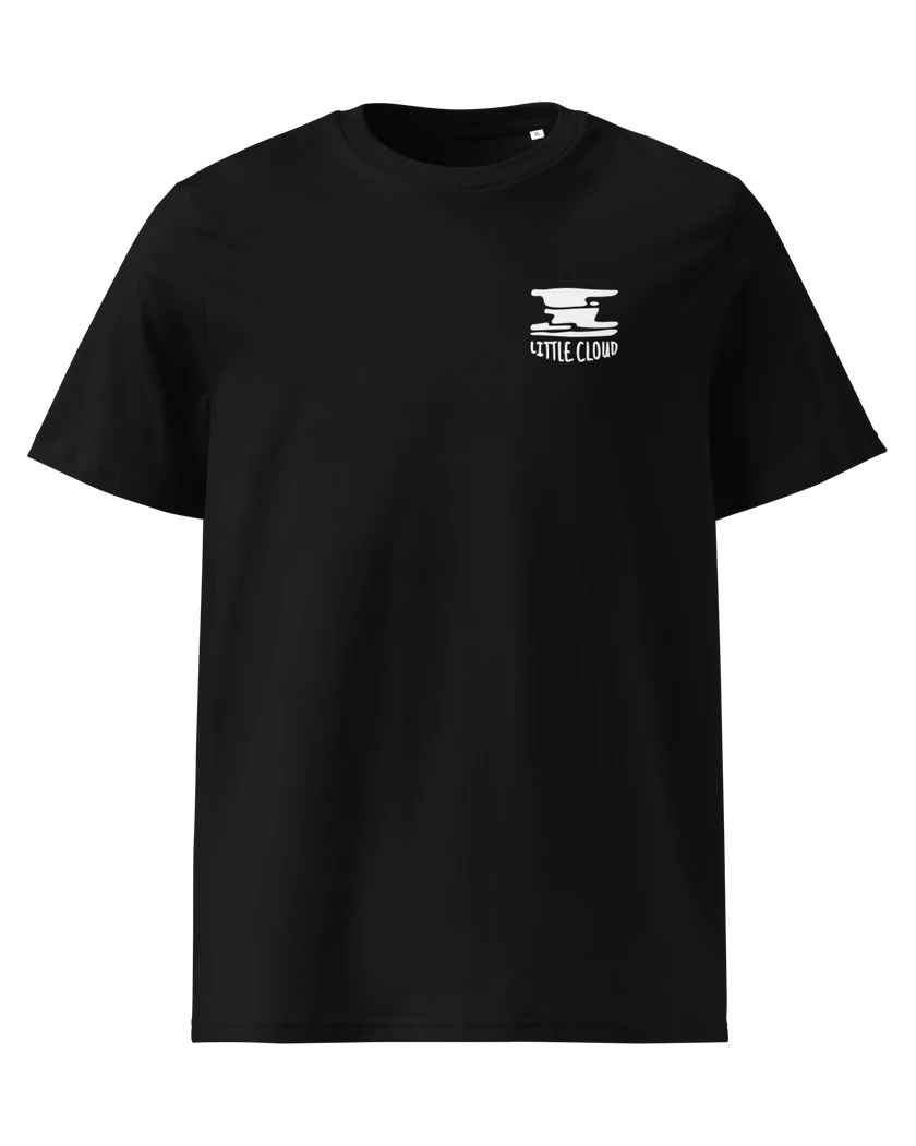 The Taquet tee, front: small white Little Cloud logo on the chest